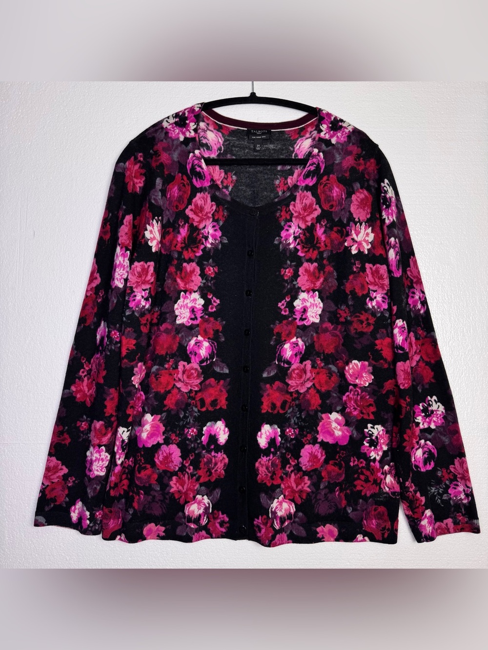 Talbots floral merino wool button cardigan size 2X great condition